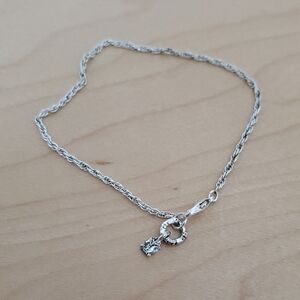 Silver Twist Chain Ankle Bracelet with Circle Charm